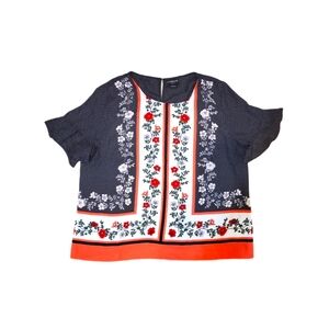 Liz Claiborne Women's‎ Bell Sleeve Dotted Floral Tunic Top Petite XXL